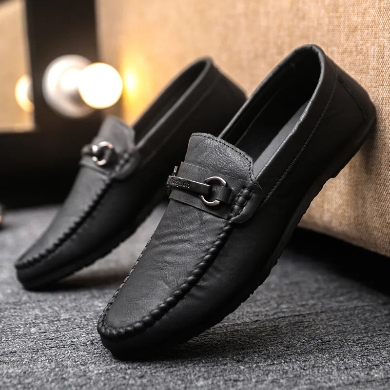 Mocassins Masculinos Couro Premium - Sapatos Casuais Confortáveis Respiráveis