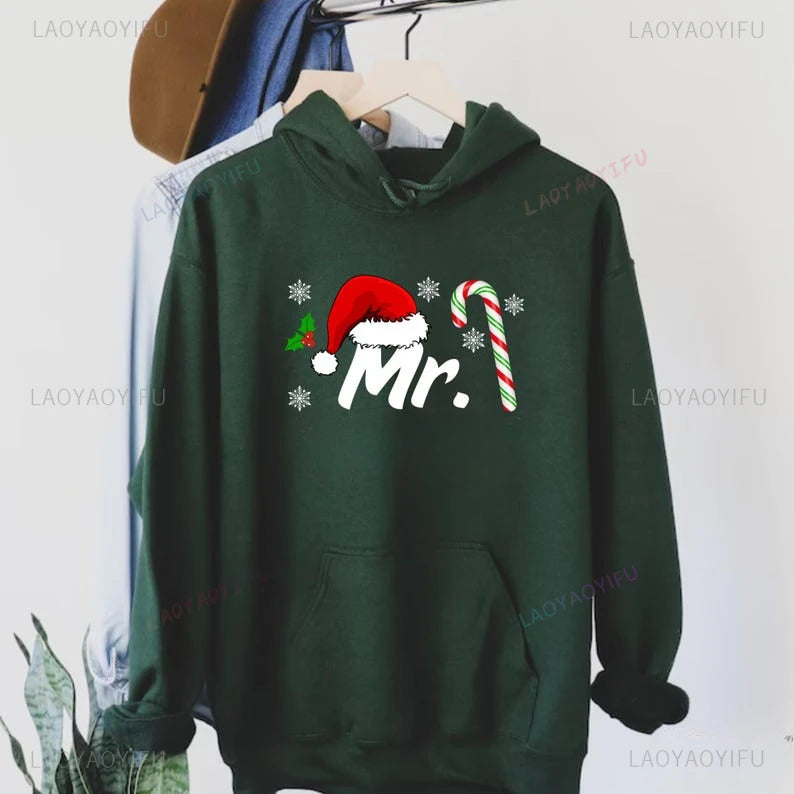 Hoodie Natal Mr & Mrs Matching Casal - Sweatshirt Hubby Wifey Couple Xmas