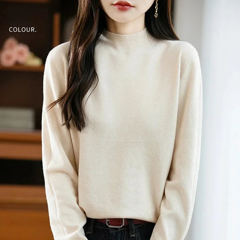 Camisola Malha Feminina Outono Inverno - Gola Redonda Casual Fashion