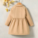 Casaco Fleece Menina Elegante Manga Comprida - Inverno Botões Parkas 2-7 Anos