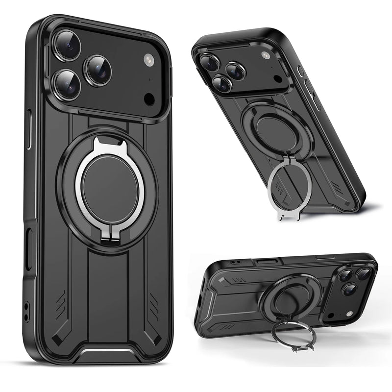 Capa iPhone Magnética com Anel - Proteção Anti-Choque para iPhone 17/16/15/14/13/12 Pro Max