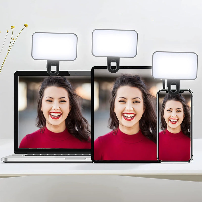 Luz Selfie Mini Recarregável - 3 Modos Ajustável LED