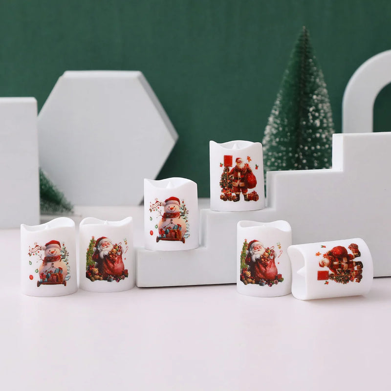 Velas LED Natal Transparentes - Decoração Natalícia com Impressão Iluminada