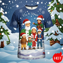 T-Shirt Natal Criança 2024 - Pai Natal 3D Impressão Street Hip Hop Manga Curta