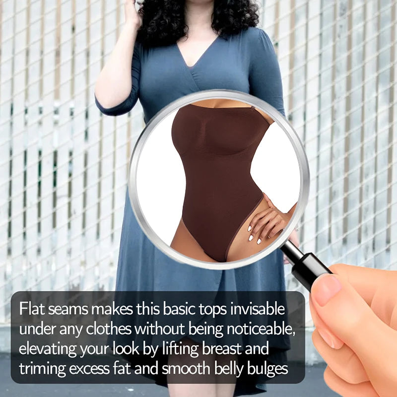 Body Shapewear Ombros Descobertos - Modelador Cintura e Abdómen com Tanga