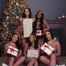 Pijama Algodão Natal Família - Conjunto Manga Comprida Mãe Pai Criança Xmas