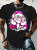 T-Shirt Natal Homem 3D Kawaii - Pai Natal DJ Colorida Harajuku Casual