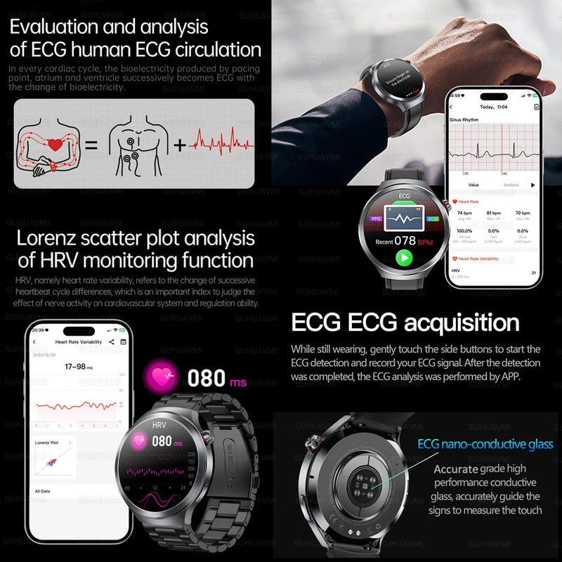 Smartwatch XIAOMI 2025 Monitor Saúde - Ácido Úrico Pressão Arterial ECG+PPG Análise Corporal