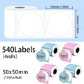 540 Etiquetas Circulares M110 50mm Impermeáveis - Papel Laser Redondo para P50 P1 DP30S M220