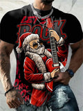T-Shirt Natal Homem 3D Kawaii - Pai Natal DJ Colorida Harajuku Casual