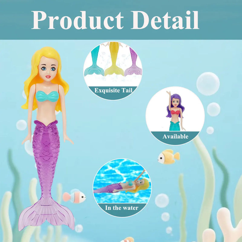 Brinquedos Sereia Mergulho 2/3/4 Peças - Coloridos À Prova de Água para Piscina Presente Crianças