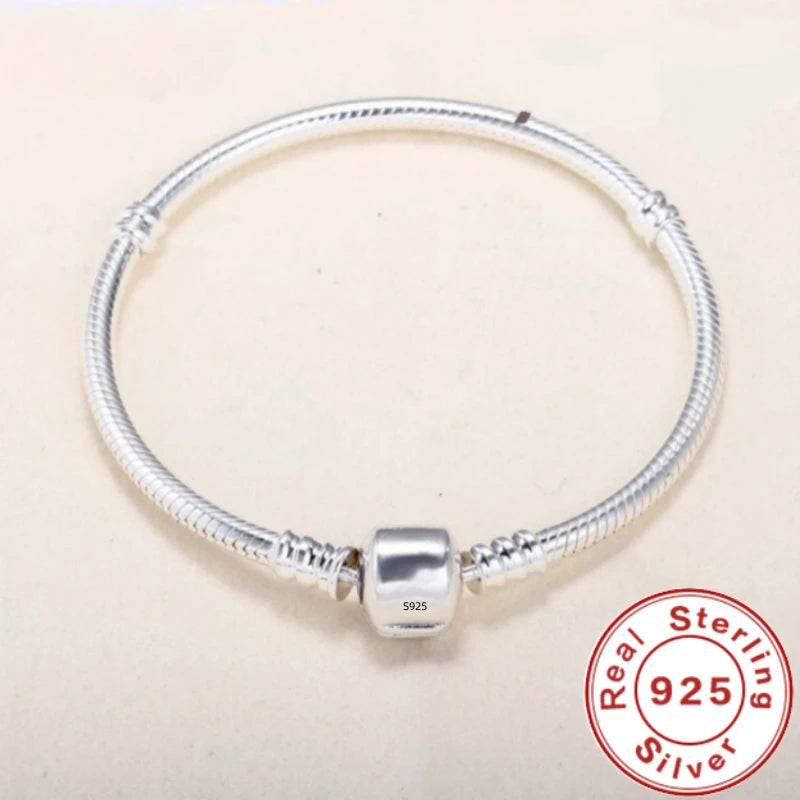 Handmade Original Fine Jewelry 925 Sterling Silver Charm Bracelet Soft Smooth Snake Bone Bracelets for Women