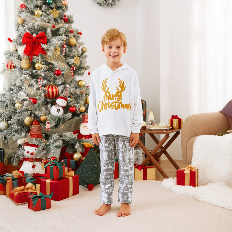 Pijama Natal Família PatPat - Fleece Bordado Manga Comprida Capuz Conjunto