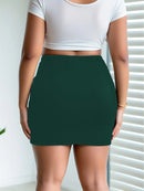 Saia Mini Bodycon Tamanho Grande - Cor Sólida com Fenda Lateral Lápis