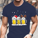 T-Shirt Natal Cerveja Humor - Reinbeer Pai Natal Luzes Xmas Festa Streetwear