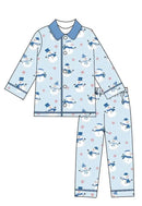 Pijama Natal Criança Manga Comprida - Pai Natal Laço Menino Menina Conjunto