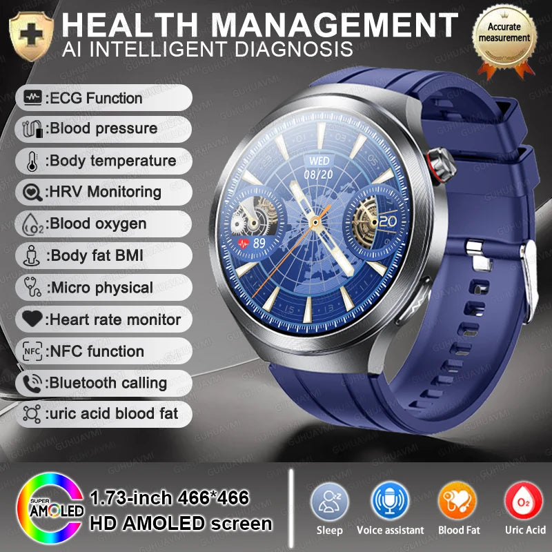 Smartwatch XIAOMI 2025 Monitor Saúde - Ácido Úrico Pressão Arterial ECG+PPG Análise Corporal