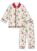 High Quality Christmas Pajama Set Long Sleeve  Santa Claus Bow Print Girls Boys Set Children's Clothes