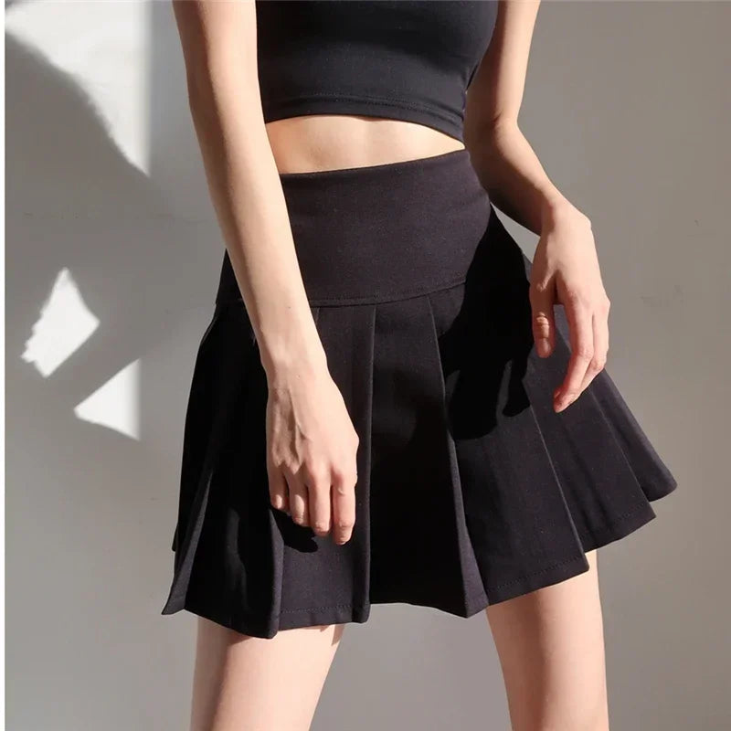 Saia Mini Plissada Estilo Japonês - Cintura Alta Kawaii Uniforme Harajuku