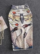 Saia Bodycon Estampado Flores Vintage - Midi Elegante Lápis Ajustada