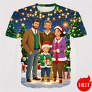 T-Shirt Natal Criança 2024 - Pai Natal 3D Impressão Street Hip Hop Manga Curta