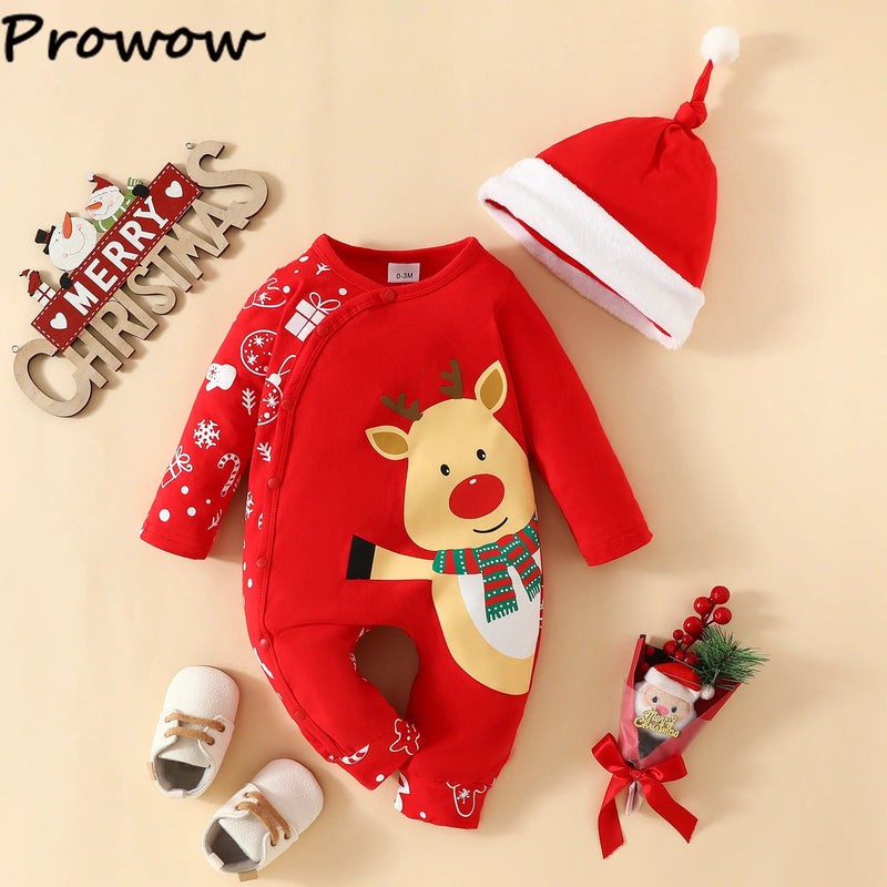 Body Bebé Primeiro Natal 2 Peças - My First Christmas Rena Jumpsuit Gorro 2025