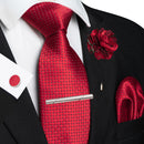 Conjunto Gravata Xadrez Castanho - Seda 8cm com Acessórios