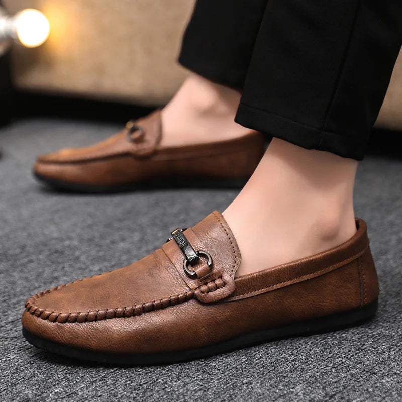 Mocassins Masculinos Couro Premium - Sapatos Casuais Confortáveis Respiráveis