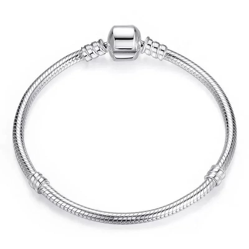 Handmade Original Fine Jewelry 925 Sterling Silver Charm Bracelet Soft Smooth Snake Bone Bracelets for Women