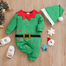 Fato Elfo Natal Bebé - Roupa Confortável Macia 0-18M Manga Comprida Jumpsuit