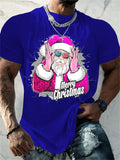 T-Shirt Natal Homem 3D Kawaii - Pai Natal DJ Colorida Harajuku Casual