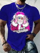 T-Shirt Natal Homem 3D Kawaii - Pai Natal DJ Colorida Harajuku Casual