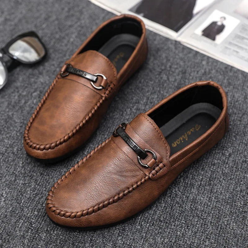 Mocassins Masculinos Couro Premium - Sapatos Casuais Confortáveis Respiráveis