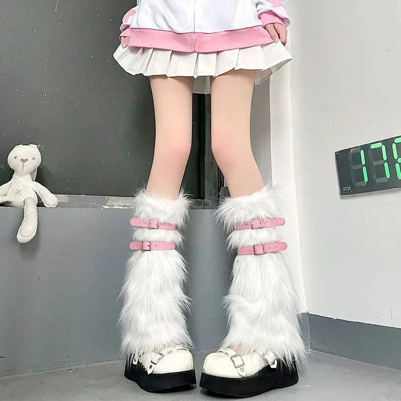 Aquecedores Pernas Pelo Sintético - Leggings Outono Botas Lolita Punk