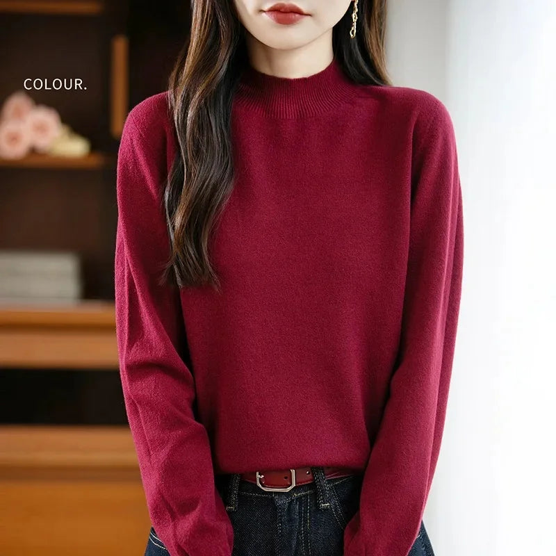 Camisola Malha Feminina Outono Inverno - Gola Redonda Casual Fashion