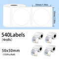 540 Etiquetas Circulares M110 50mm Impermeáveis - Papel Laser Redondo para P50 P1 DP30S M220