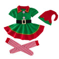 Christmas Family Matching Clothes New Year Christmas Elf Costume Father Mother Kids Clothing Set Boys Tops Pants Hat Belt Outfit