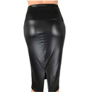 Leather Skirt Back Split Women Sexy Bodycon Pencil Skirt Sexy Office Lady Pencil Package Skirts High Waist Summer Long Skirt