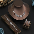 Conjunto Joias ZAKOL Luxo Zircão AAA Branco - Brincos Pulseira Colar 4 Peças para Casamento