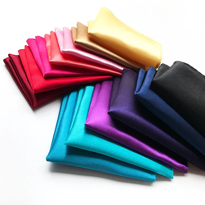 Lenços de Bolso Masculinos Luxo - Cores Sólidas Branco Preto Vermelho Poliéster 22x22cm