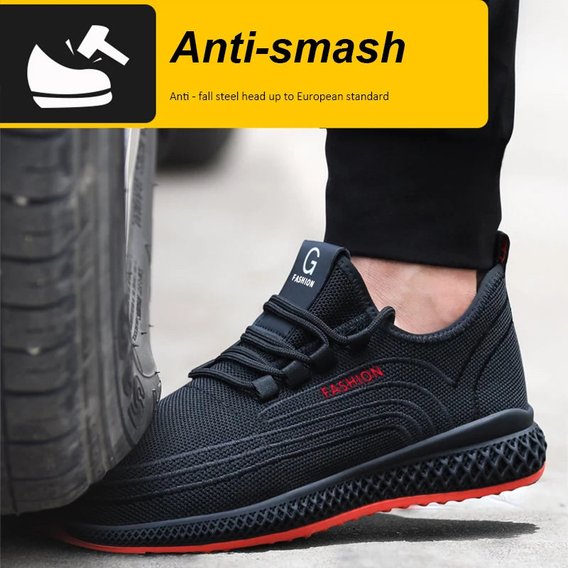 Botas Segurança Manlegu Biqueira Aço - Respiráveis Mesh Anti-Perfuração