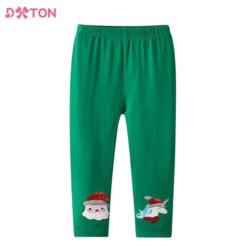 Leggings Bebé Menina Algodão DXTON - Verde Natal Aplicação 4 Estações