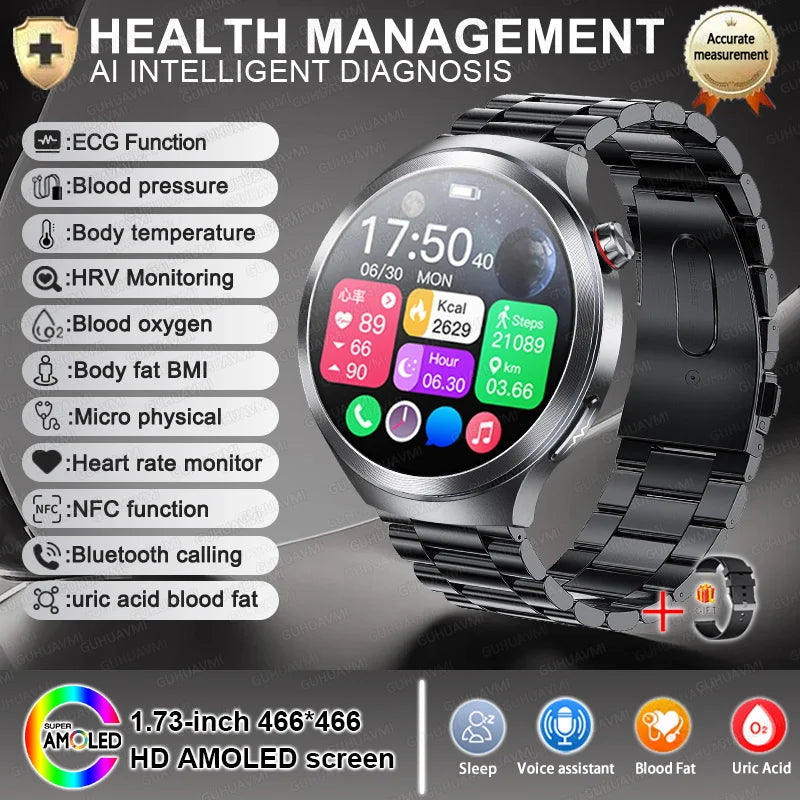 Smartwatch XIAOMI 2025 Monitor Saúde - Ácido Úrico Pressão Arterial ECG+PPG Análise Corporal