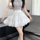 Saia Curta Renda Tamanho Grande - Cintura Alta Linha A Plissada Verão