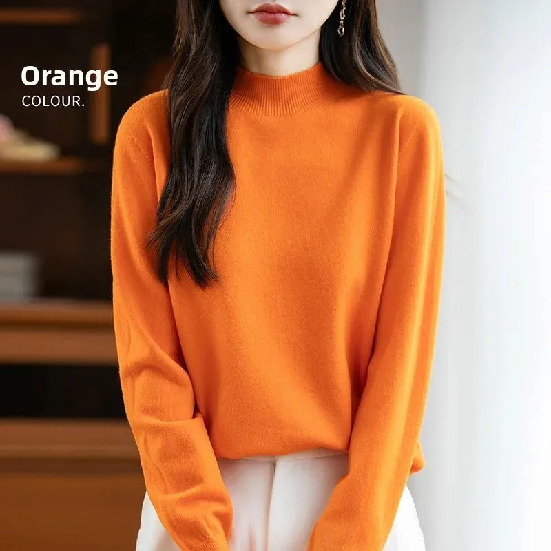 Camisola Malha Feminina Outono Inverno - Gola Redonda Casual Fashion