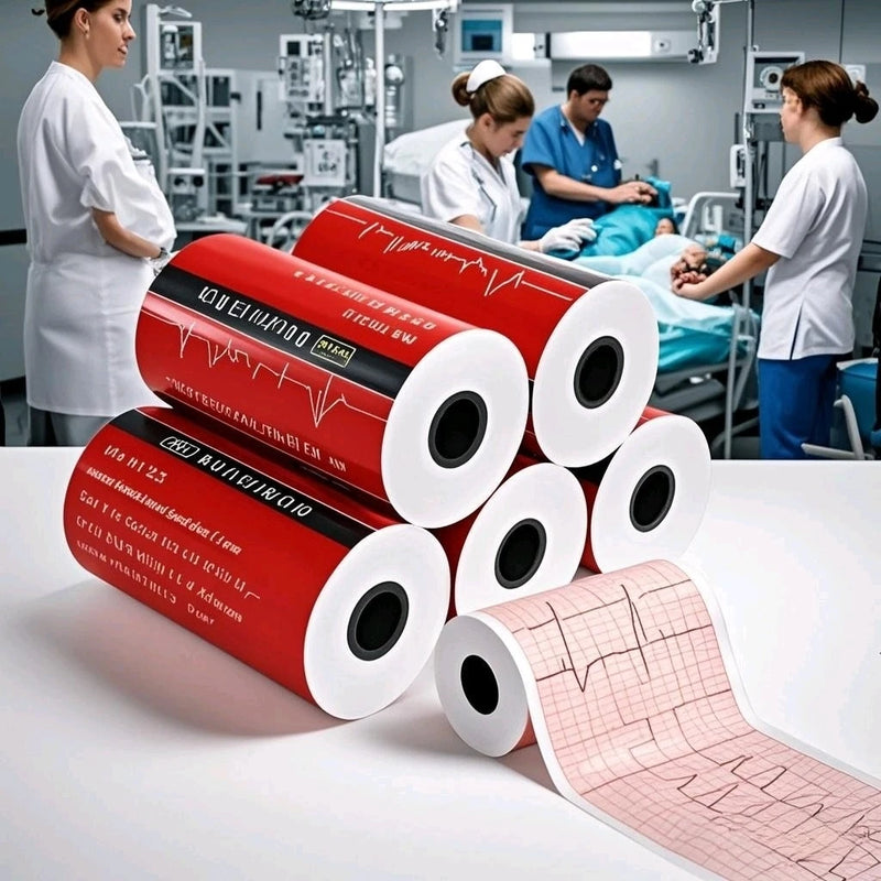 Papel Térmico para Eletrocardiograma Makeasy 112mm - 6 Derivações 20m (Pack 10 Rolos) - Versão Standard