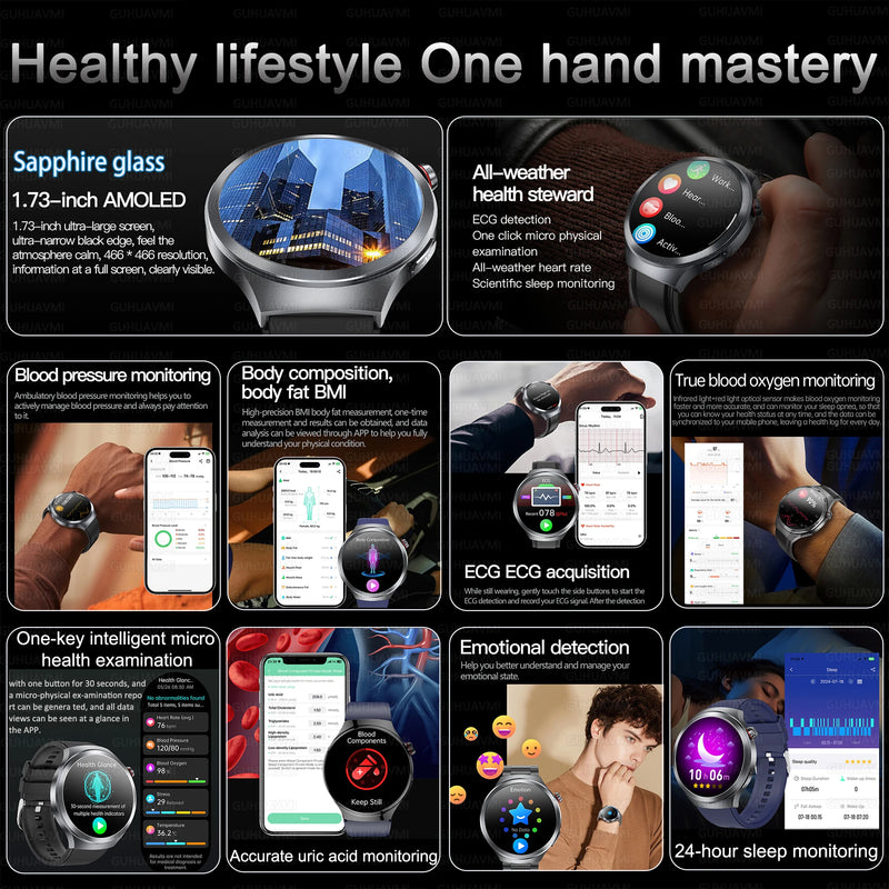 Smartwatch XIAOMI 2025 Monitor Saúde - Ácido Úrico Pressão Arterial ECG+PPG Análise Corporal