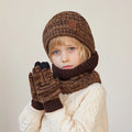 2/3Pcs Kids Knitted Hat Set Plush Lining Winter Children Beanie Hat Scarf Gloves Suit Child Hat Kids Cap for Boys Gift 4-10Y