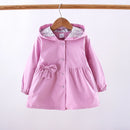 Casaco Menina Primavera Outono - Capuz Manga Comprida Flores Laço