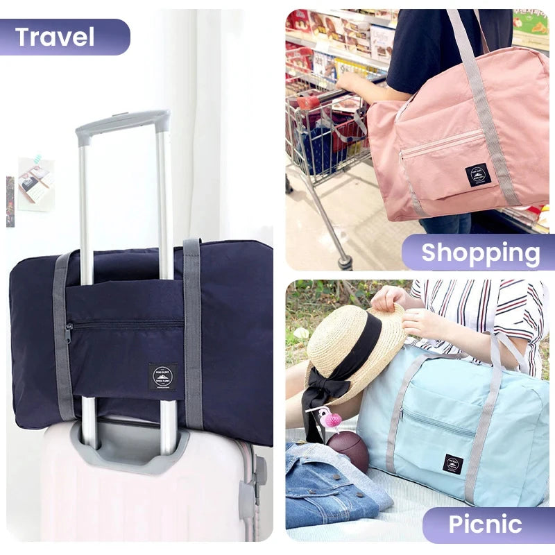 Saco de Viagem Dobrável para Avião - Bolsa Carry-On Leve Grande Capacidade Fim de Semana